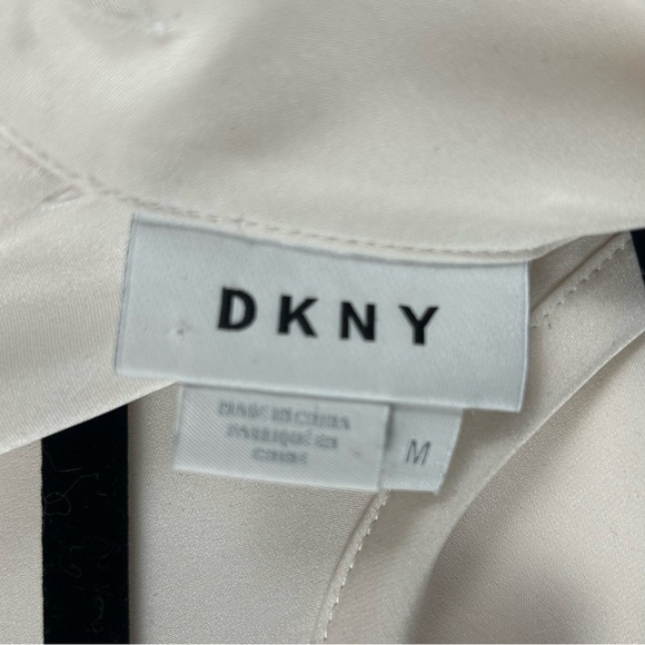 DKNY Off White Cowl Neck Long Silk Blouse Buttons Up Back Women's Size Medium - Picture 7 of 8